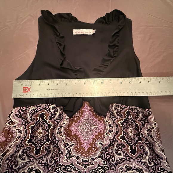 Alice & Trixie Black/Purple Paisley 100% Silk Sleeveless Mini Dress Size XS $198 - Picture 5 of 8